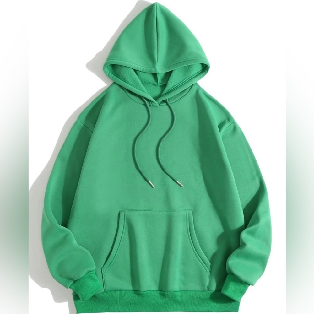 SHEIN Long Sleeve Green‎ Drawstring Fleeced Hooded Sweatshirt XL NWT